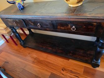Solid Wood Dark Brown Console Table Rustic Southwest
