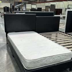 Twin. Size Espresso Platform Bed With Orthopedic Included 