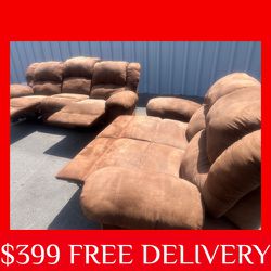 Brown 2 piece RECLINER SET sectional couch sofa recliner (FREE CURBSIDE DELIVERY)