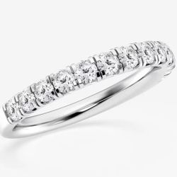 0.90ct-14k white Gold Diamond Wedding Band with Round Brilliant Cut Diamonds