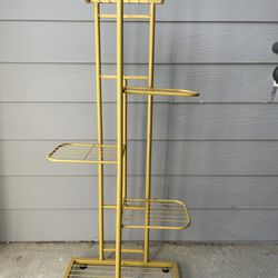 Beautiful 5 Tier Metal Plant Stand | Yellow | 37.5” H 