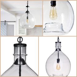 Globe Ceiling Light Hanging Adjustable Fixture Chandelier Clear Globe 11 inch Diameter