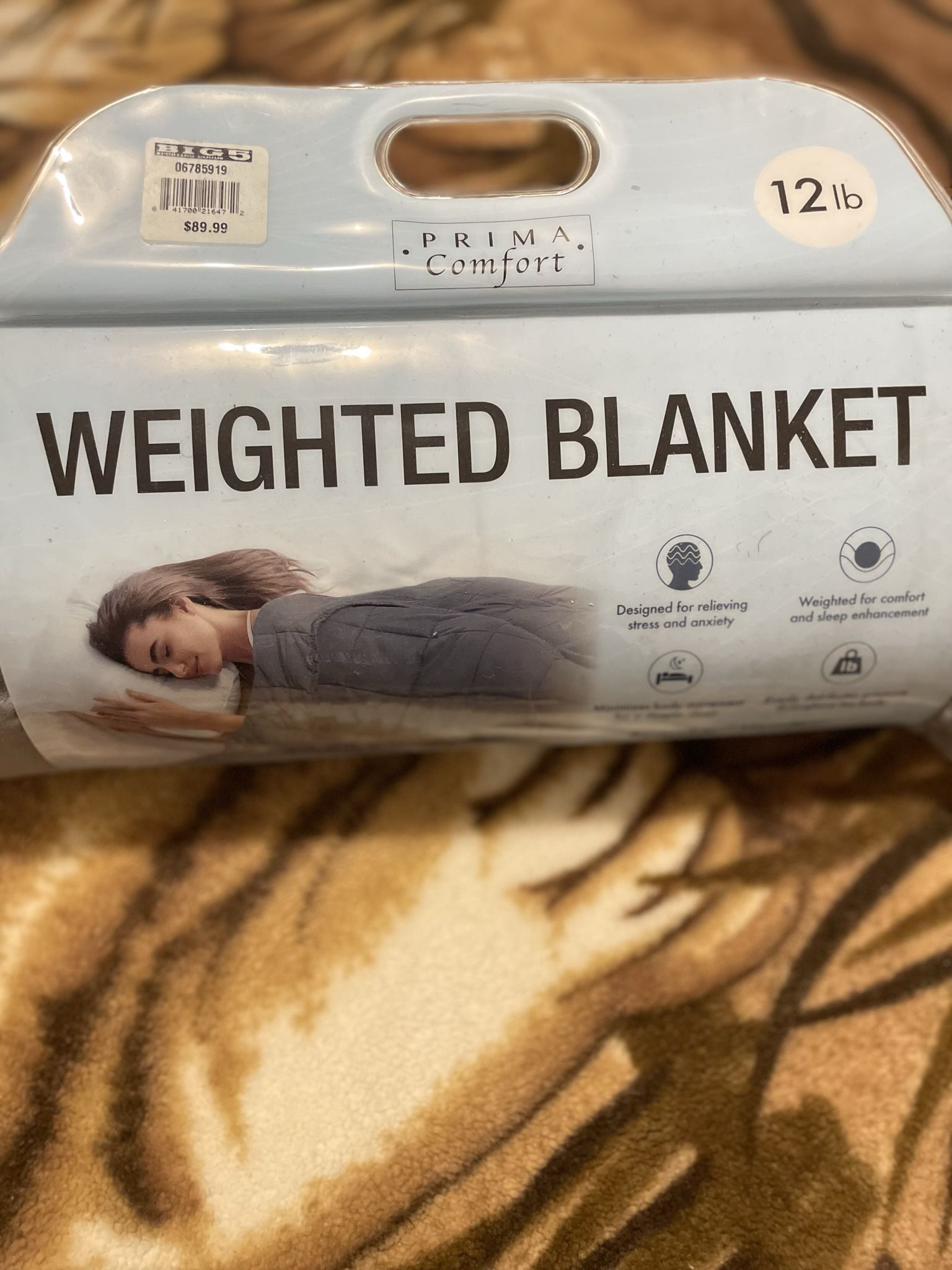 Grey Reversible Microfiber 12 Lb Weighted Blanket