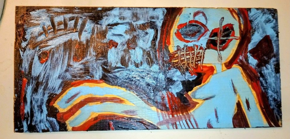 Original Abstract Painting Acrylic On Wood Panel 11.5" X 7.5" *40.00*