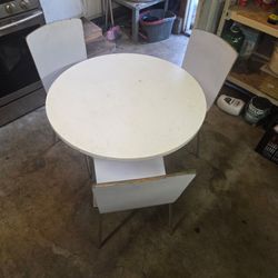Round White  Table with 3 Chairs
