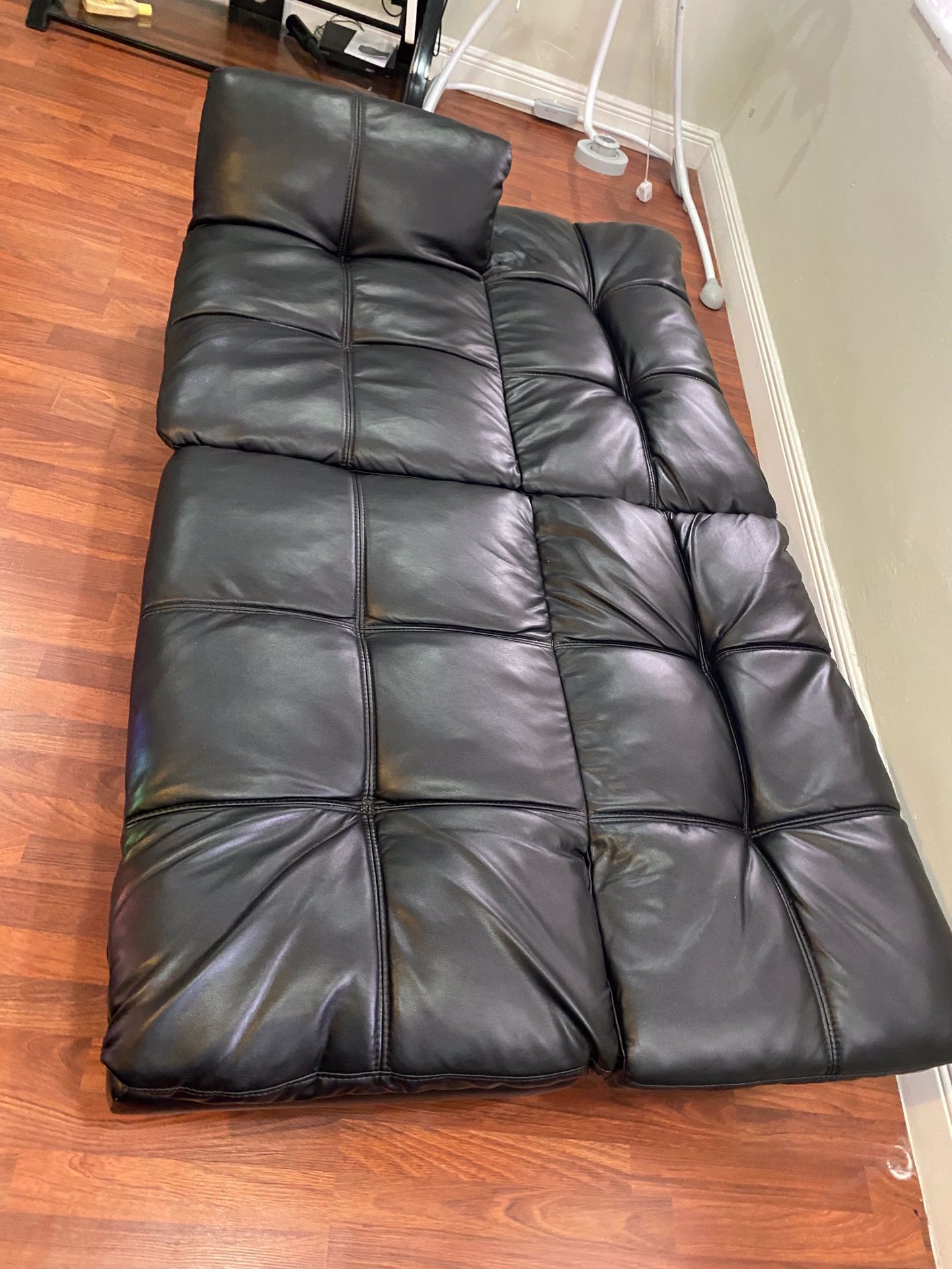 Black leather futon and Sofa