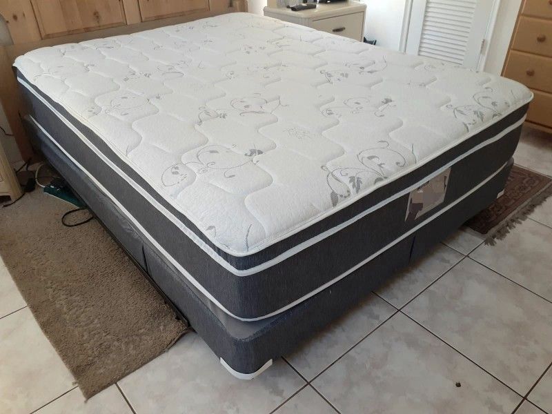 NEW QUEEN PILLOW TOP MATTRESS and BOX SPRING. Bed frame not included 👍