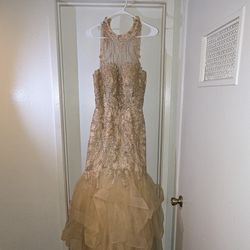 Champagne Crystaled Prom Dress