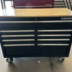 Tool Storage 46 in. W x 18 in. D 9-Drawer Mobile Workbench Cabinet in Gloss Black