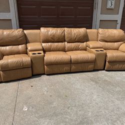 Leather Reclining Sectional Couch