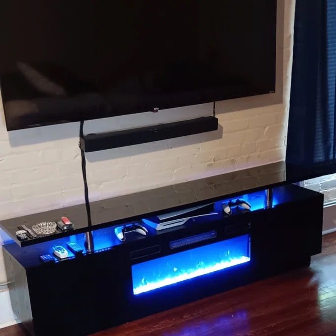 Tv Stand - 2 Tier With Fireplace - Up To 88in Tv