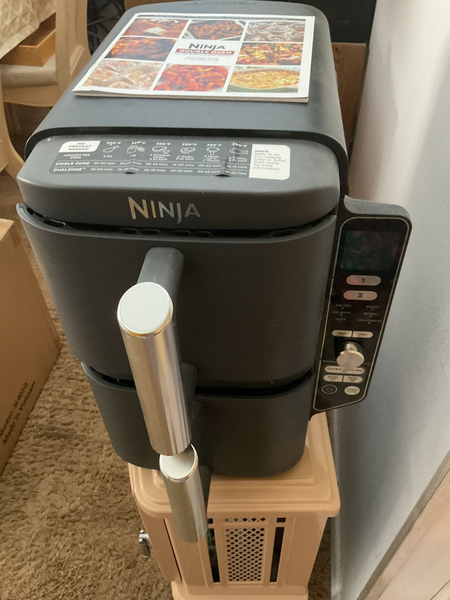 Ninja Double Stack XL Two Basket 10 Qt Air Fryer In Original Box With Guide