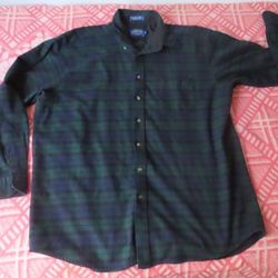 Men's PENDLETON Green Blue Black Plaid Wool Shirt 2XL Long Fireside