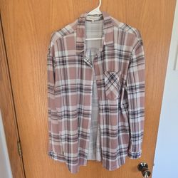 Eden & Olivia Women's Plaid Flannel Button-Up Shirt Pink White Gray Black L