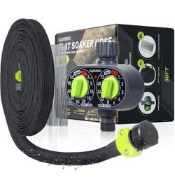 Water Timer for Garden Hose with Flat Soaker Hose 25ft,Setable Duration and Frequency Sprinkler Timer as Gardening Gifts,Saving More Than 75% Water Au