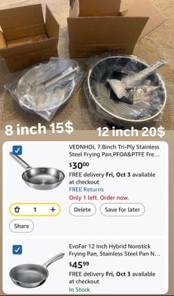 Nonstick Frying Pan, Stainless Steel Pan Non Stick Skillet, PFOA Free Cookware, Non Toxic Chef's Pan, Compatible with Electric, Gas and Induction, No 