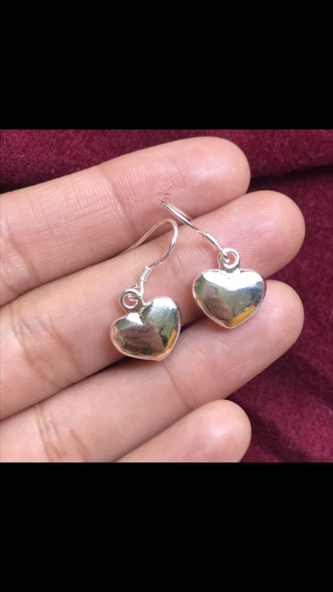Sterling silver plated hearts dangle earrings