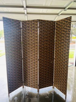 4-Panel Woven Room Divider Privacy Screen