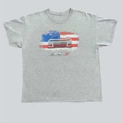 Chevy Camaro ZL1 vintage grey with American flag 4th of July T shirt Size XL