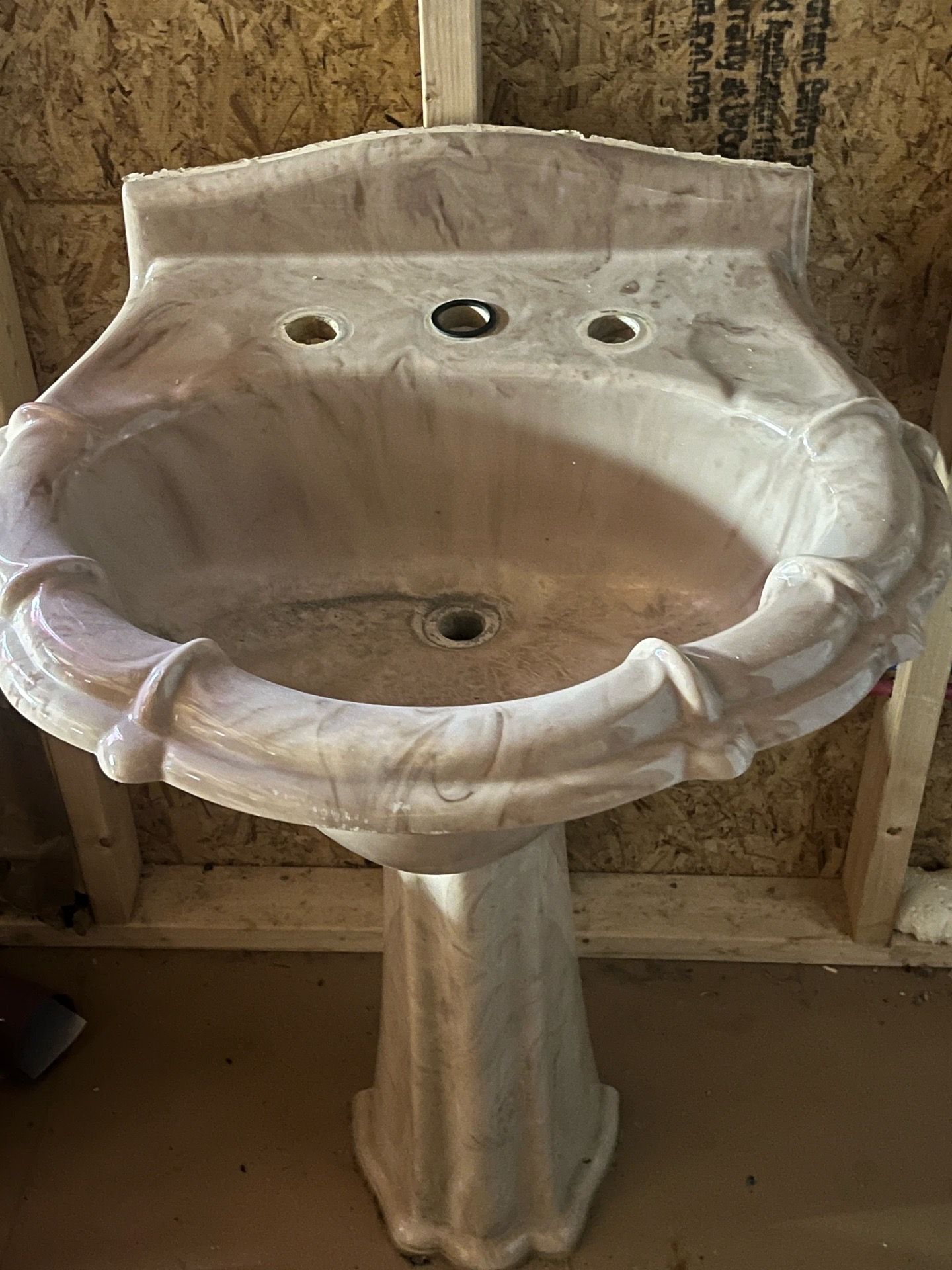 Pink Marble bathroom sink and shower pan
