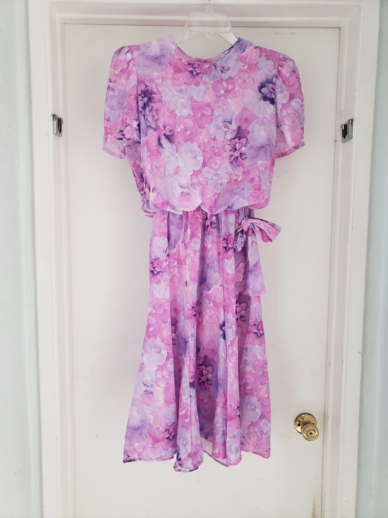 Pretty Pink Floral Dress (Polyester)