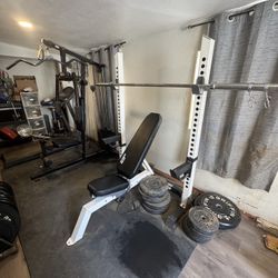Bench With Weights And Bar