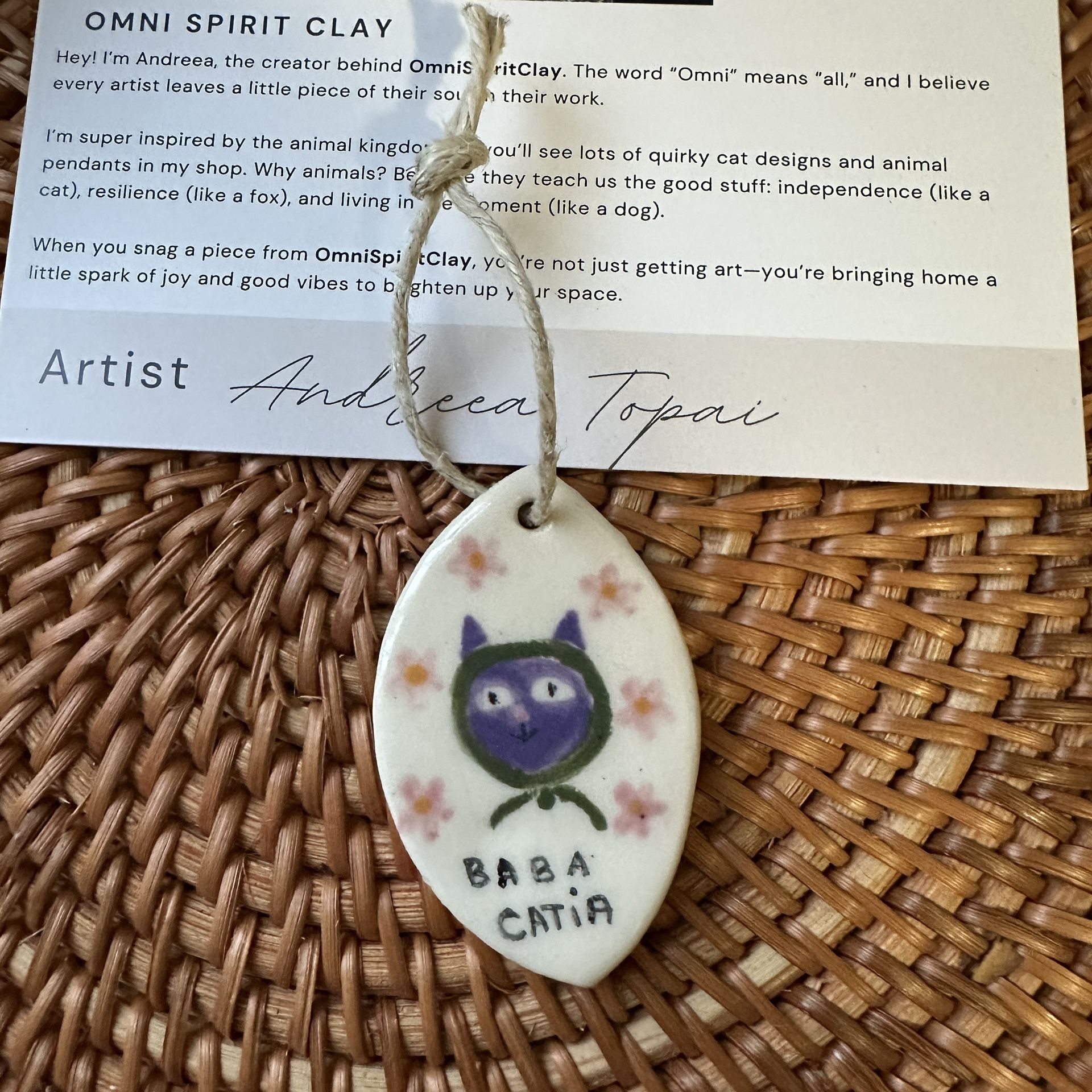 Handmade clay ornament - unique made by small batch artist