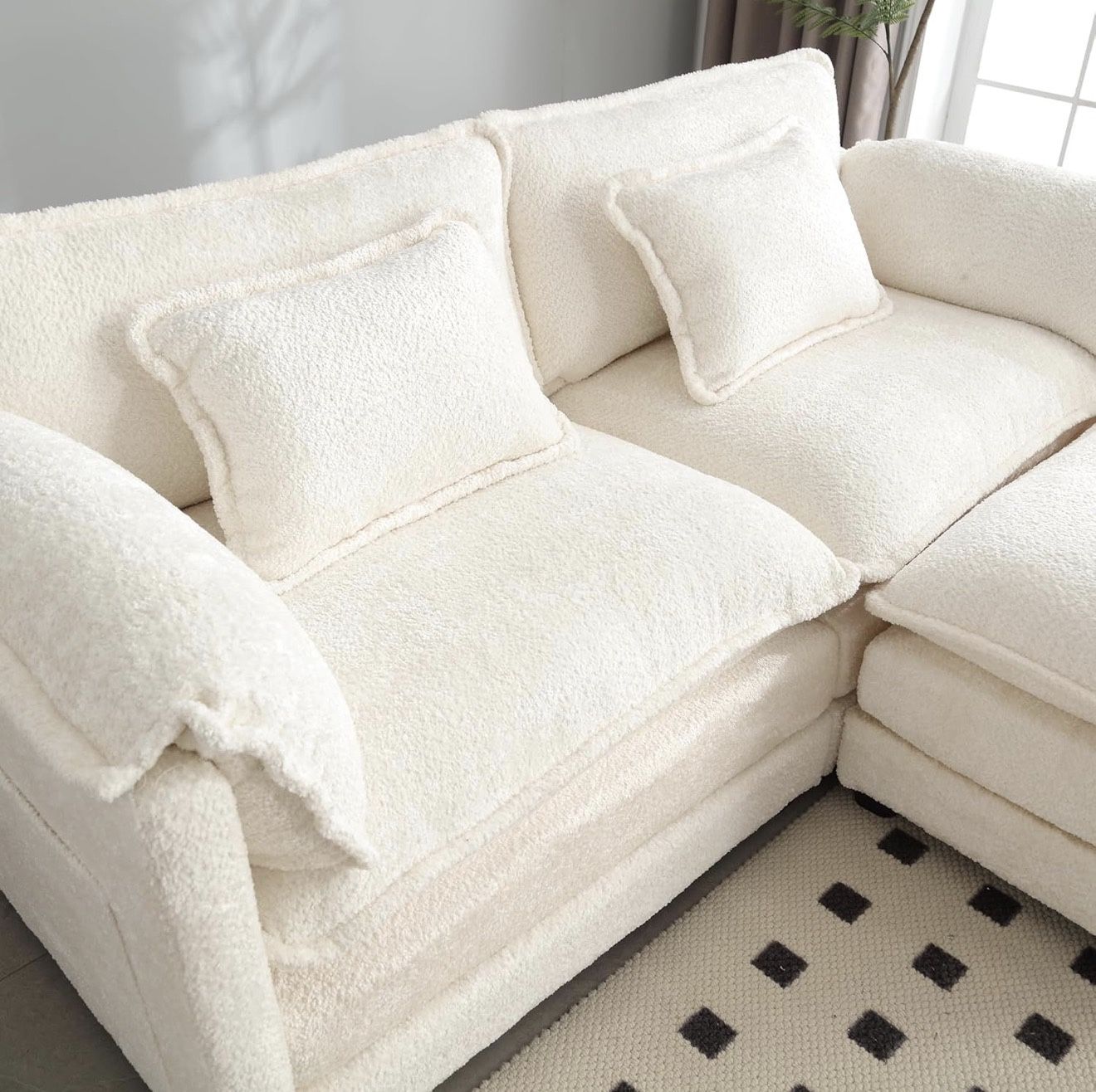 Loveseat Sectional Sofa with Movable Ottoman Couch