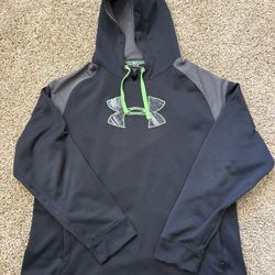 Under Armour Black Lime Green Hoodie Sweatshirt Mens Size XL
