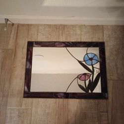 Vintage Stained Glass Wall Mirror