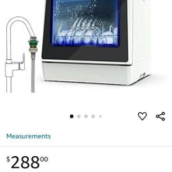 Portable Countertop Dishwasher with 5 Programs, 3-Cup Water Tank, Fruit/Veg Basket, High Temp OPEN BOX NEVER USED