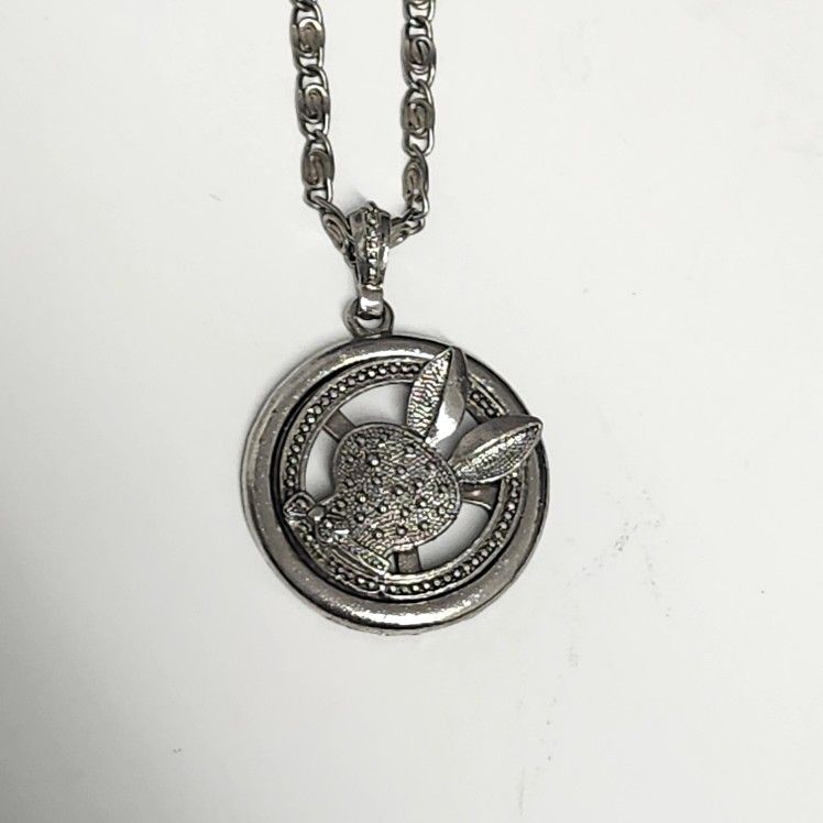 Spinning Unique Playboy Bunny Chain Necklace