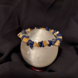 Lapis And Yellow Jade Crystal Bracelet 
