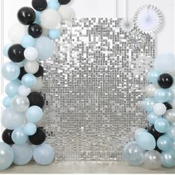 Silver Shimmer Backdrop Disco Backdrop Wedding Silver Shimmer Wall Backdrops Panels Christmas Glitter Wall Background for Bachelorette Party Bridal Sh