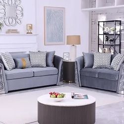 S3800 Athena (Grey) Living Room Set - Financing $10 Down
