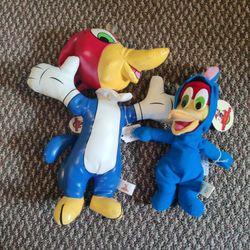 PAIR OF WOODY WOODPECKER PLUSHES 