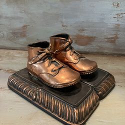 Vintage Brass Baby Shoe Bookends Can Ship