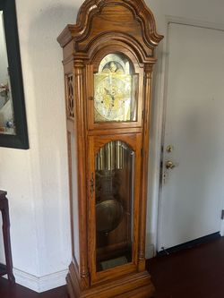 Oak Grandfather Clock with Moon Phase Dial