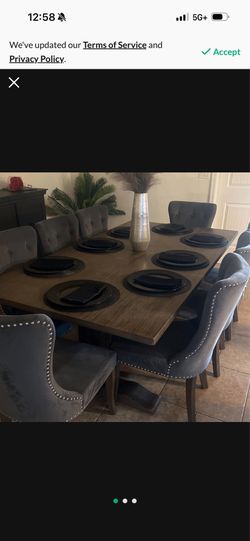 Dinning table with Grey chairs