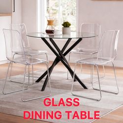 ✅ 42” MODERN GLASS ROUND DINING TABLE (ASHLEY PHARWYNN) – BRAND NEW