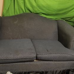 FREE Gray Blue Loveseat with Textured Fabric – Comfortable & Cozy – Must Pick Up