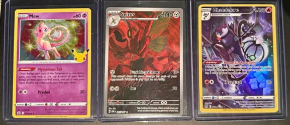 Pokemon TCG 3 Card Lot Mew 011/025 Scizor 205/197 Chandelure TG04/TG30