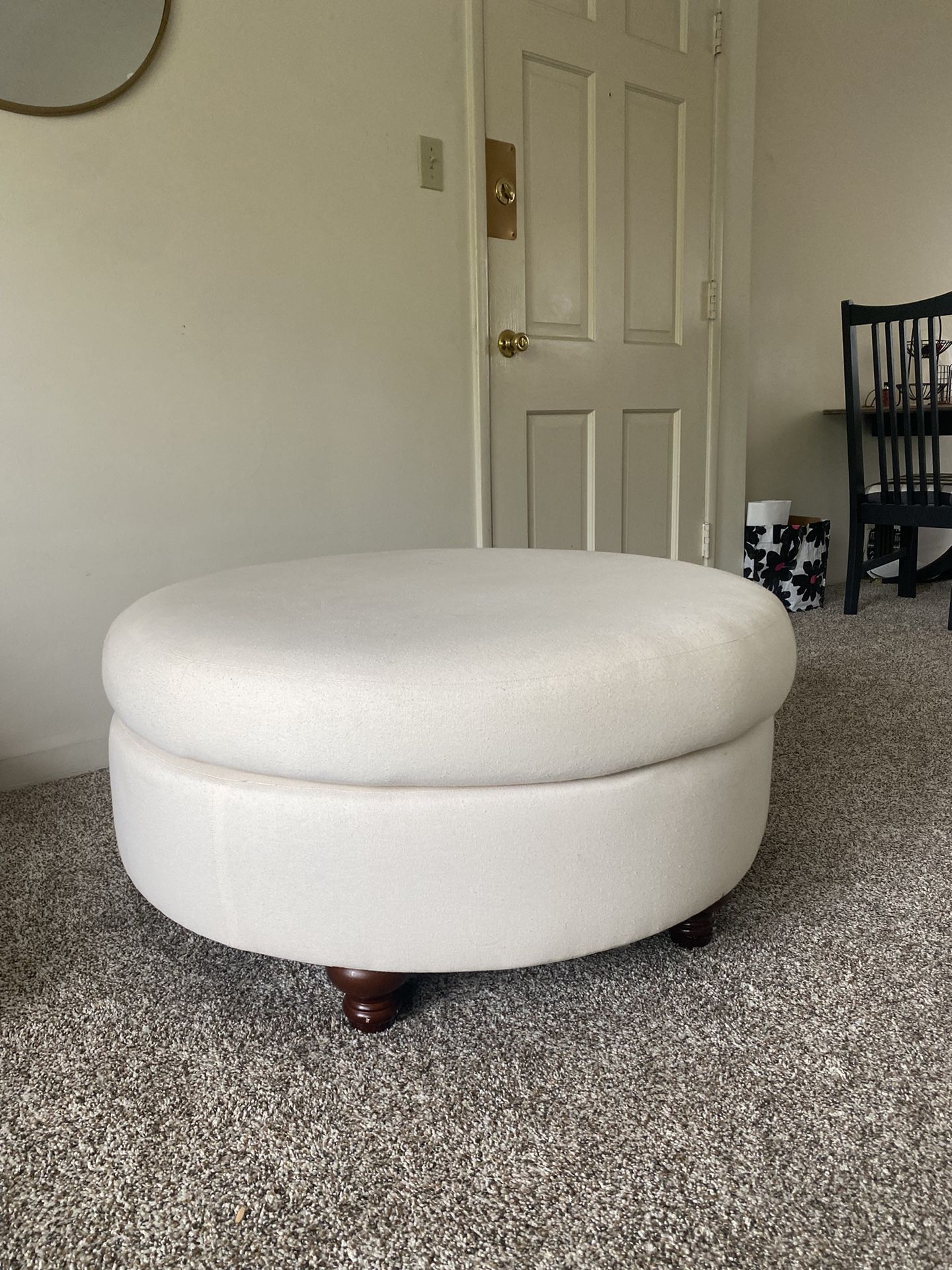 Cream Round Ottoman 