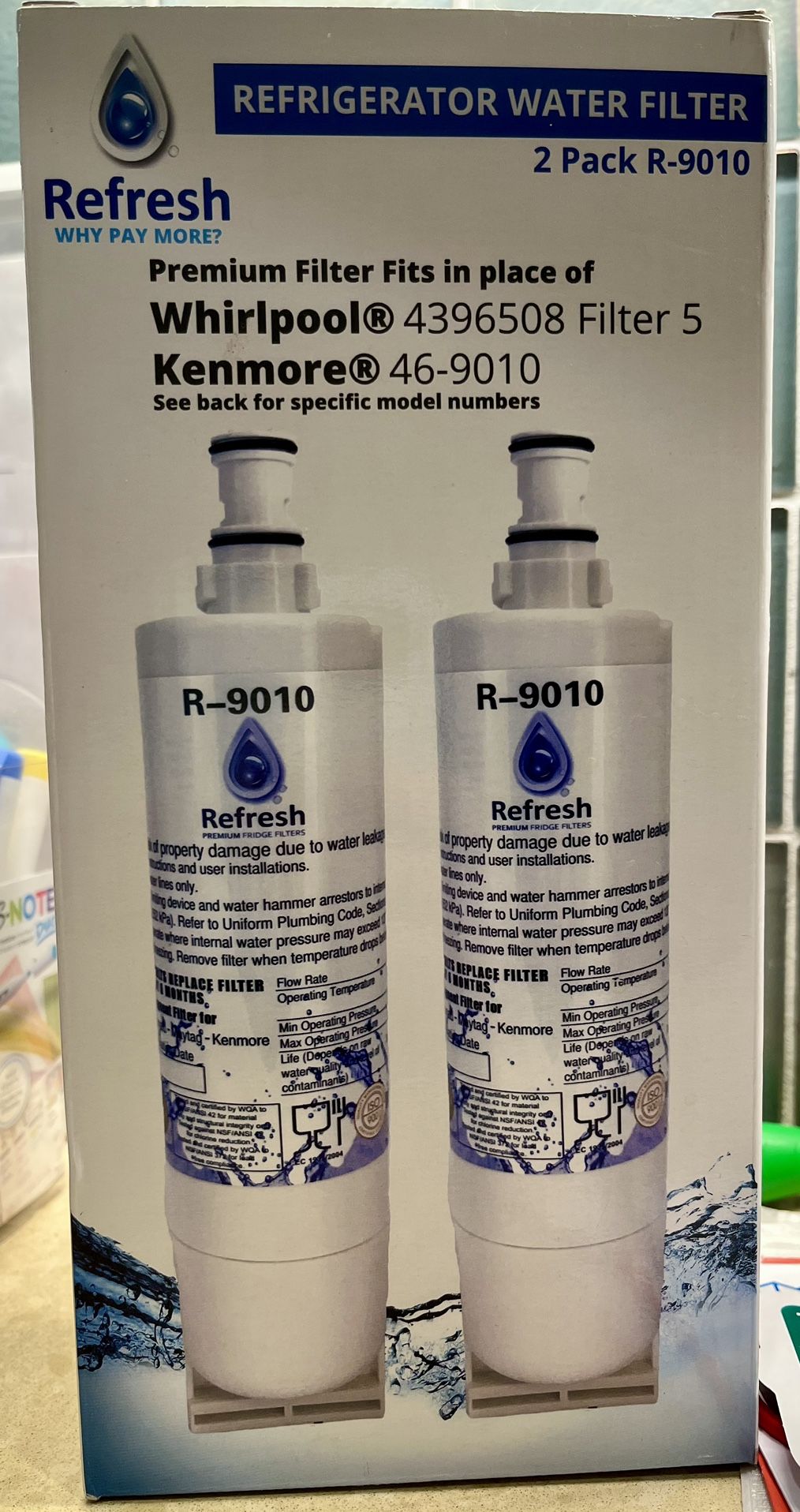 Refresh R-9010 Refrigerator Water Filter 2pack (NEW)