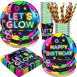 Glow  Neon Birthday Party Supplies, 