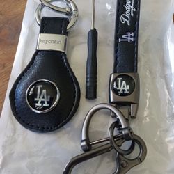 LOS ANGELES DODGERS KEYCHAIN LEATHER  CAR 2 PACK