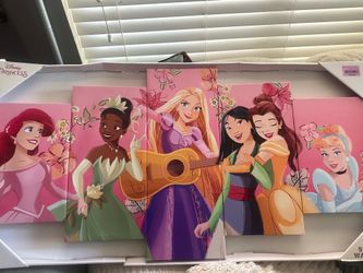 NEW princess 5 piece wall art