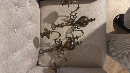 Antique brass candle holders