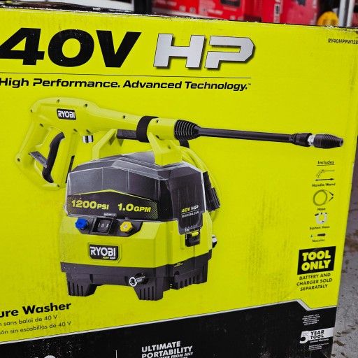 RYOBI 40V HP BRUSHLESS CORDLESS 1200 PSI PRESSURE NEW TOOL ONLY