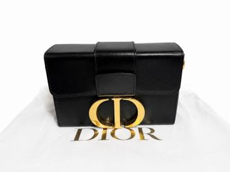 Christian Dior 30 Montaigne Box Bag Black Calfskin Authentic